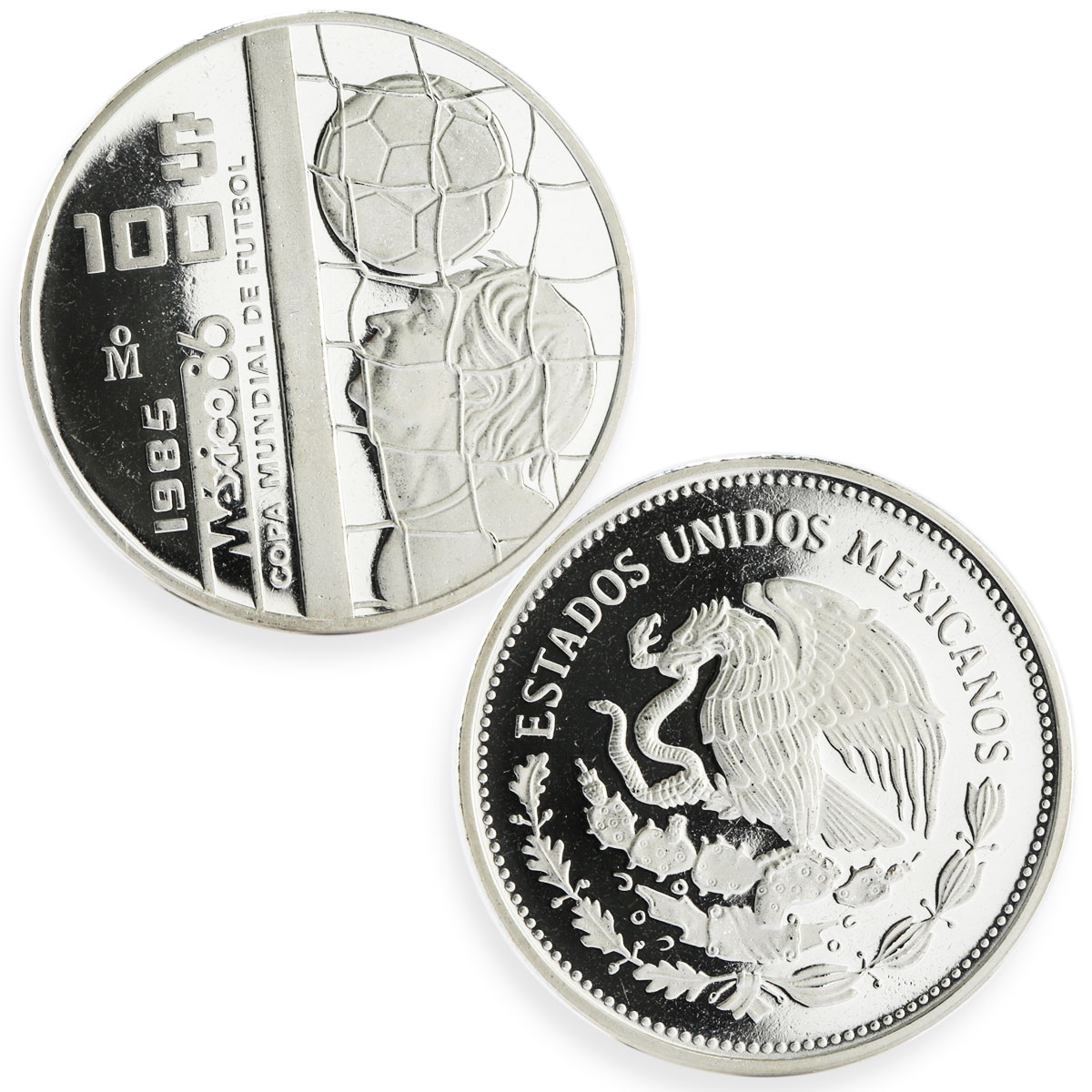 Mexico set of 3 coins Football World Cup 1986 proof silver coins 1985