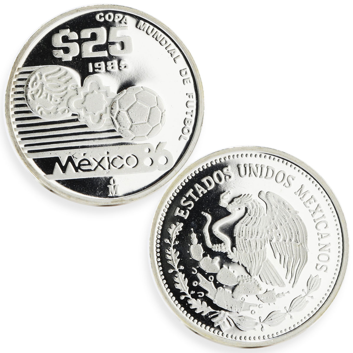 Mexico set of 3 coins Football World Cup 1986 proof silver coins 1985