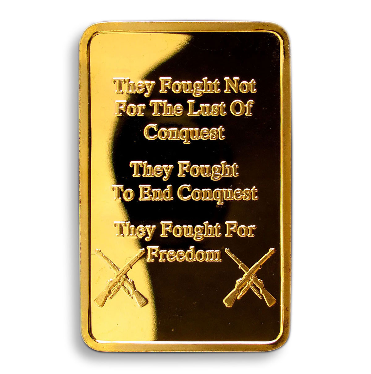 Great War, WWI, 1 Troy Ounce, 1 oz, Gold Plated bar, Honor, Duty, Commemorative