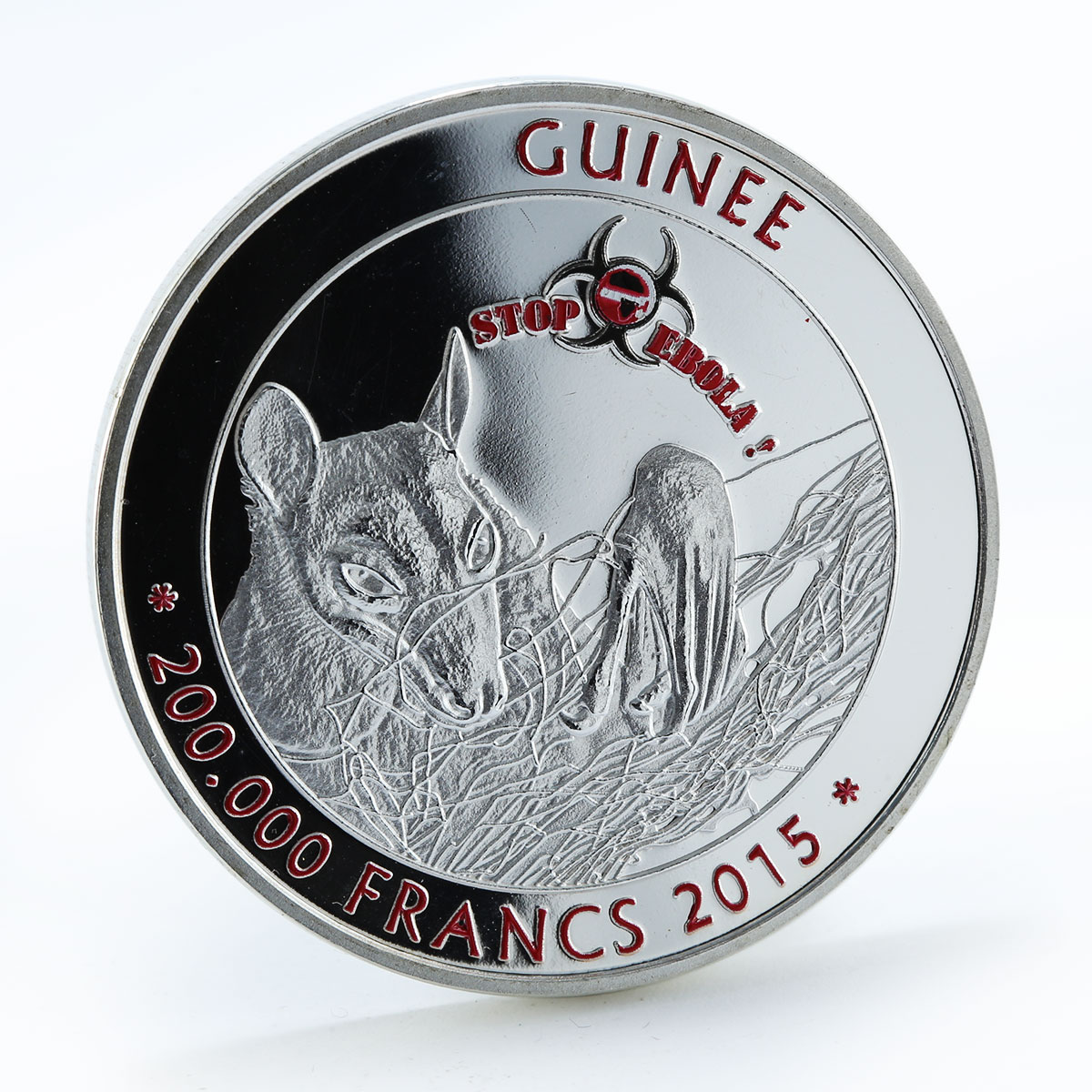 Guinea 200 000 francs Stop Ebola virus bat coin 2015