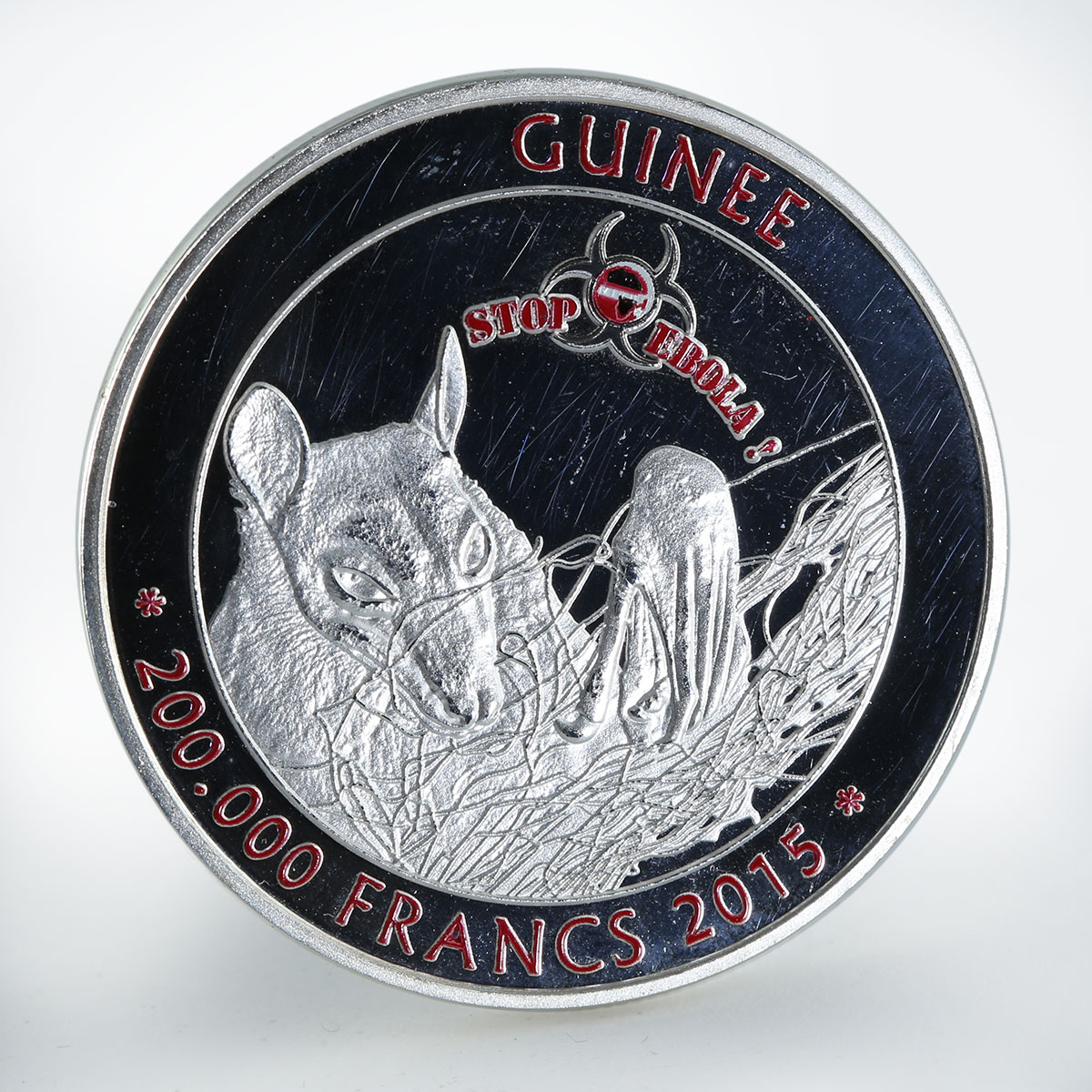 Guinea 200 000 francs Stop Ebola virus bat coin 2015