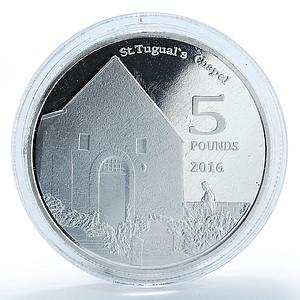 Herm Island 5 pounds St. Tugual's Chapel silver plated coin 2016