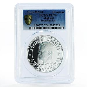 Abkhazia 10 apsars Patriotic War Hero Sosnaliyev PL70 PCGS silver coin 2013