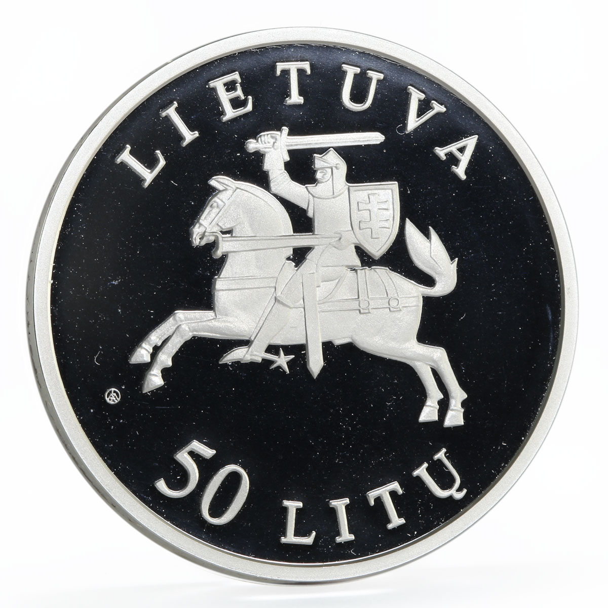 Lithuania 50 litu 10th Anniversary of Restored Independence silver coin 2000