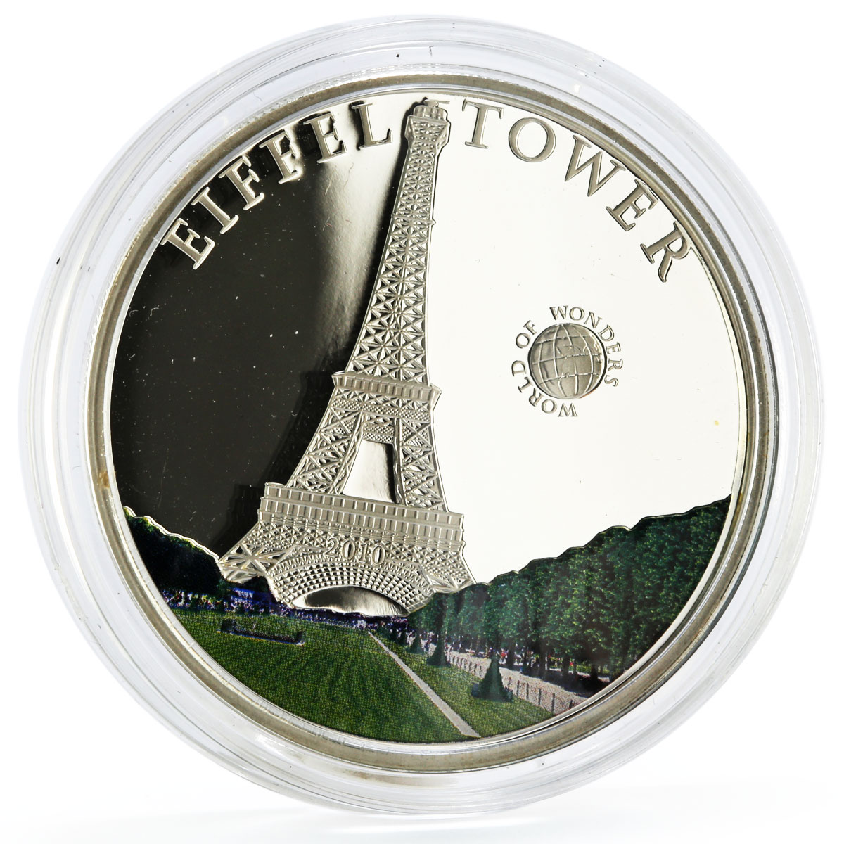 Palau 5 dollars World of Wonders Eiffeltower colored proof silver coin 2010