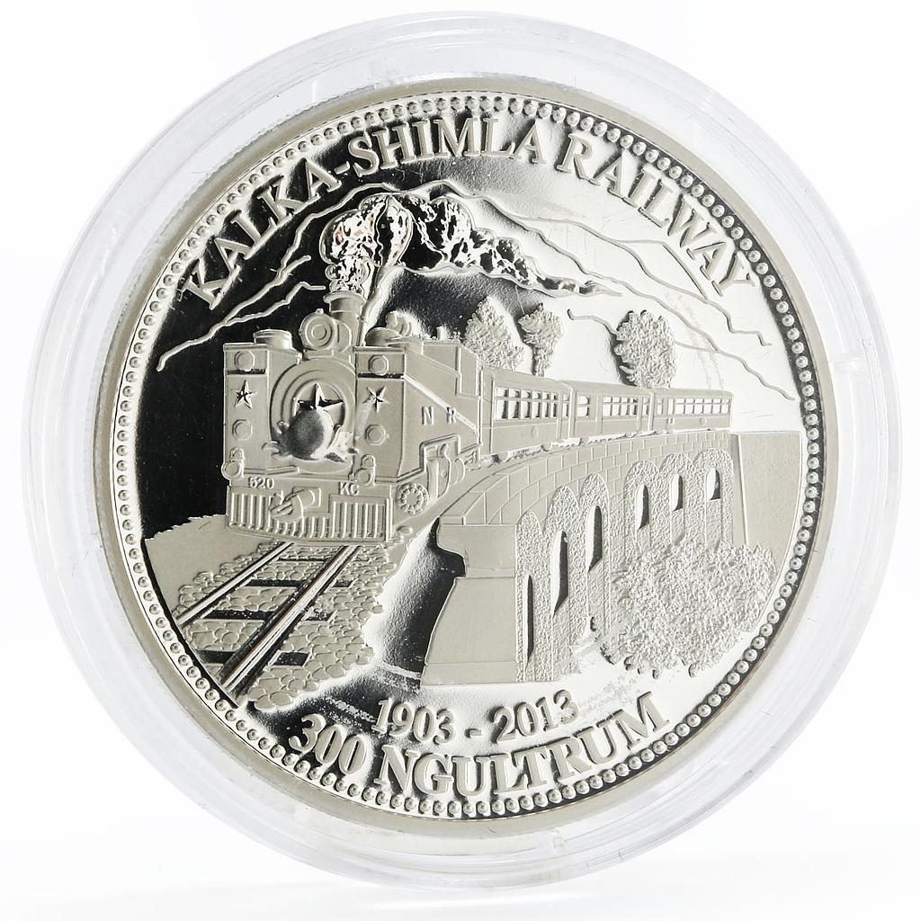 Bhutan 300 ngultrums Kalka - Shimla Train on the Railway silver coin 2013