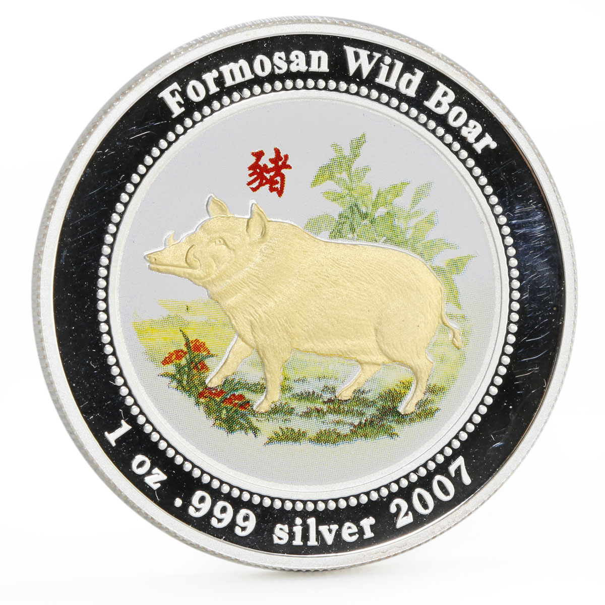 Fiji 2 dollars Year of the Pig series Formosan Wild Boar silver coin 2007