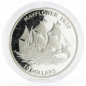Kiribati 10 dollars History in Ships series Mayflower silver coin 2011