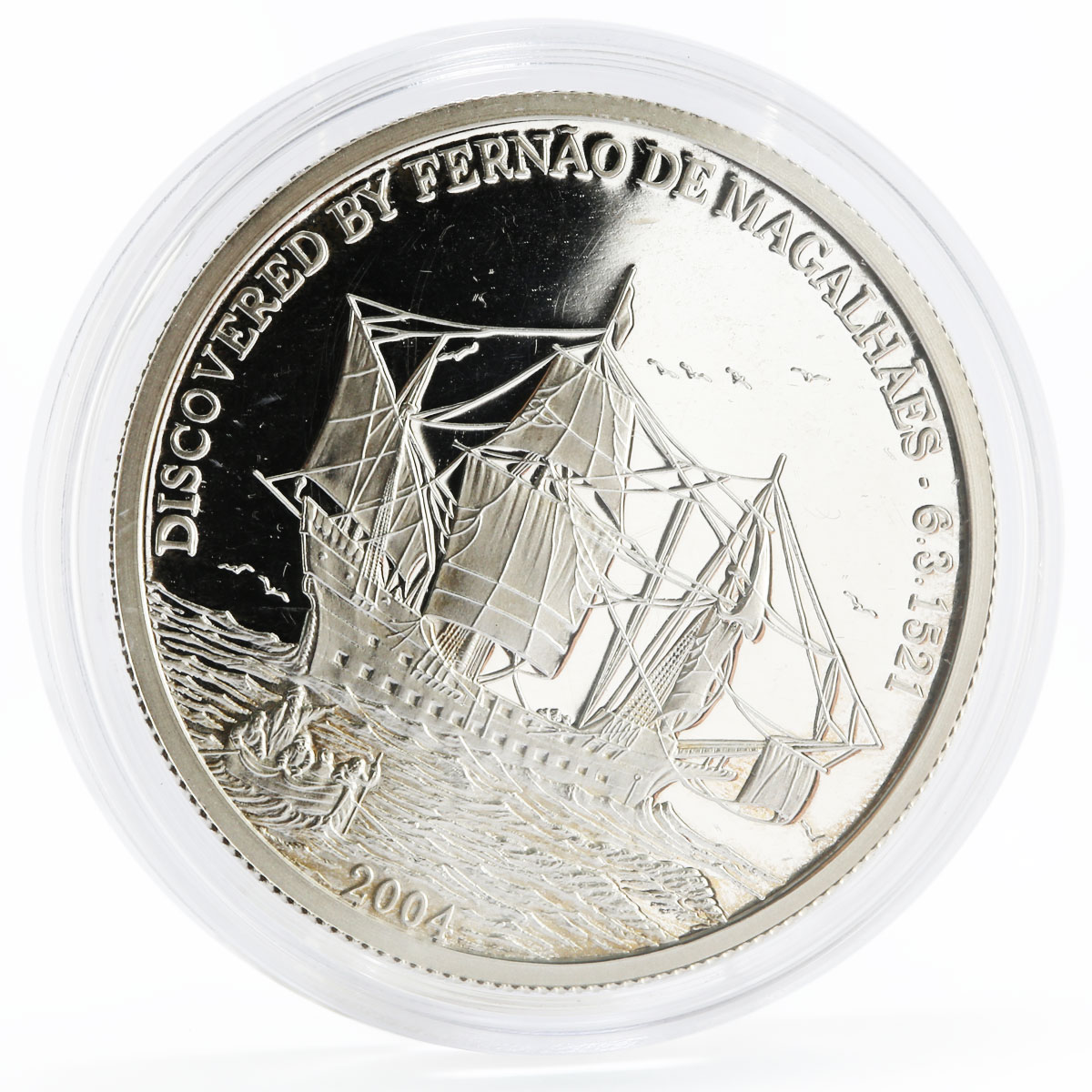 Northern Mariana Islands 5 dollars Fernando Magellan Ship proof silver coin 2004