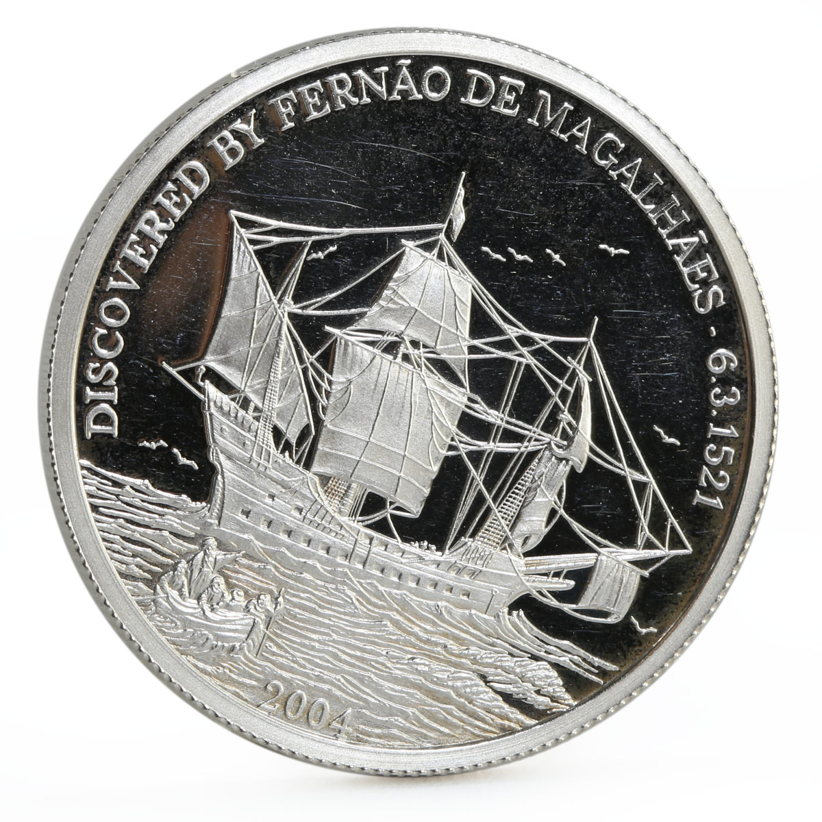 Northern Mariana Islands 5 dollars Fernando Magellan Ship proof silver coin 2004