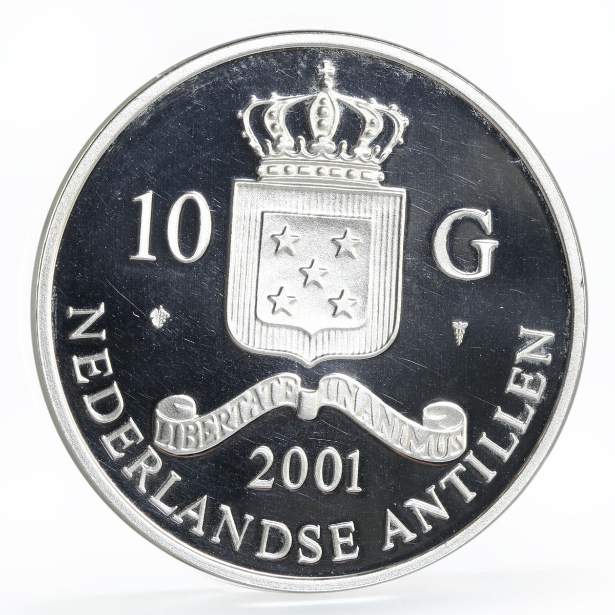 Netherlands Antilles 10 gulden Albert I gilded proof silver coin 2001