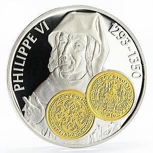 Netherlands Antilles 10 gulden Philipp VI gilded proof silver coin 2001