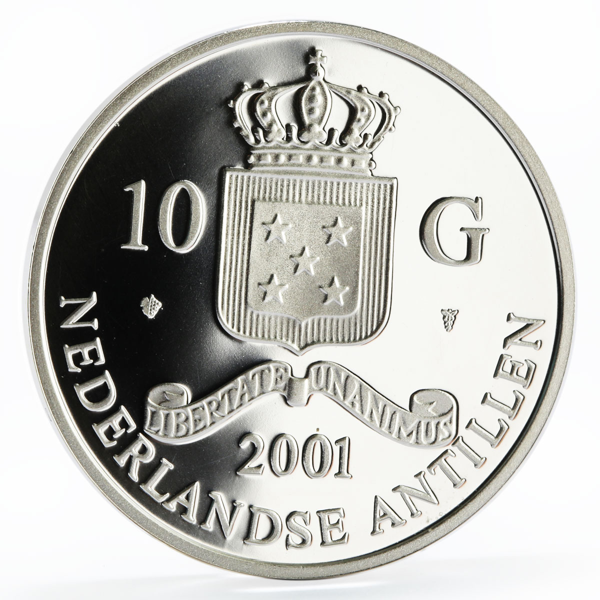 Netherlands Antilles 10 gulden Philipp VI gilded proof silver coin 2001