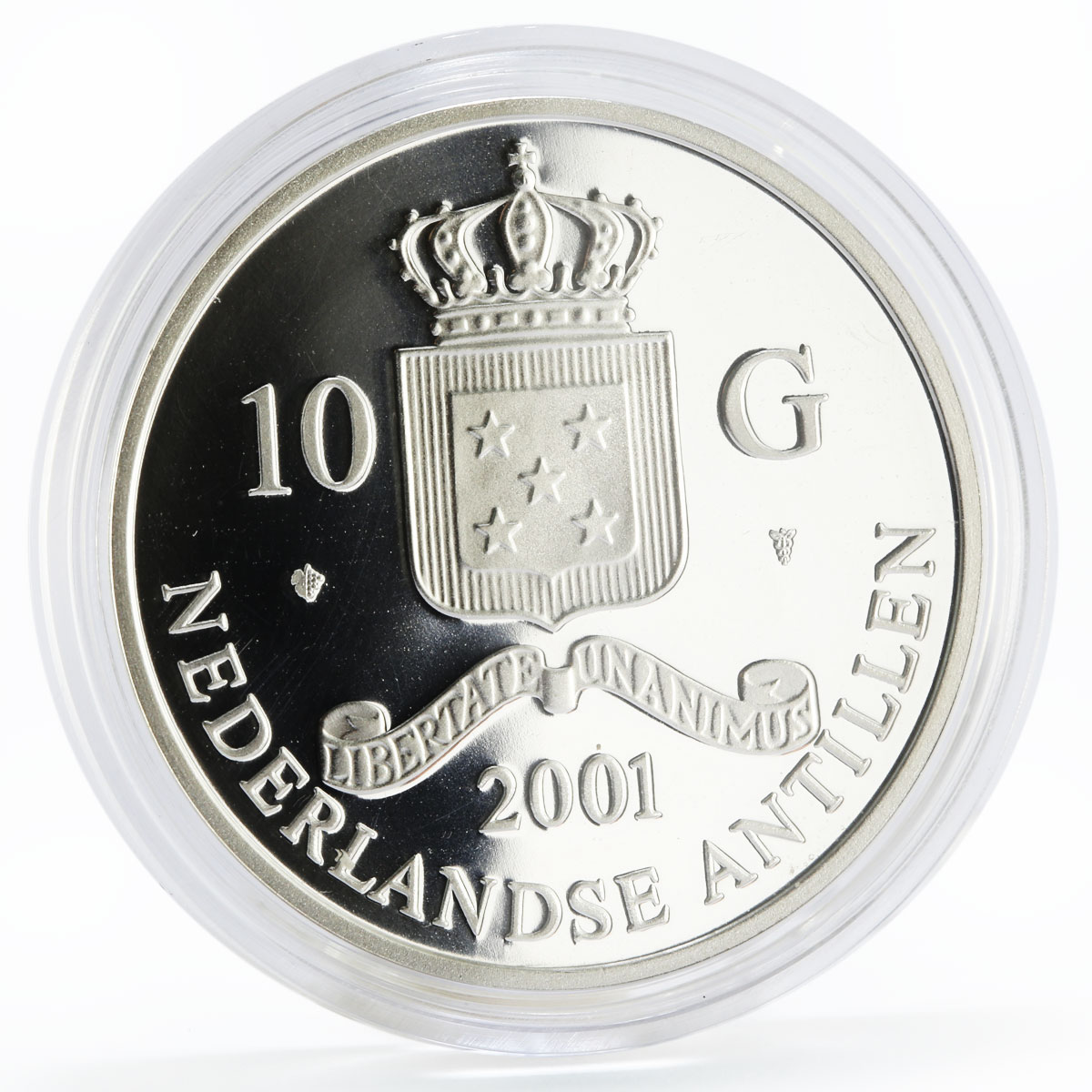 Netherlands Antilles 10 gulden Philipp VI gilded proof silver coin 2001