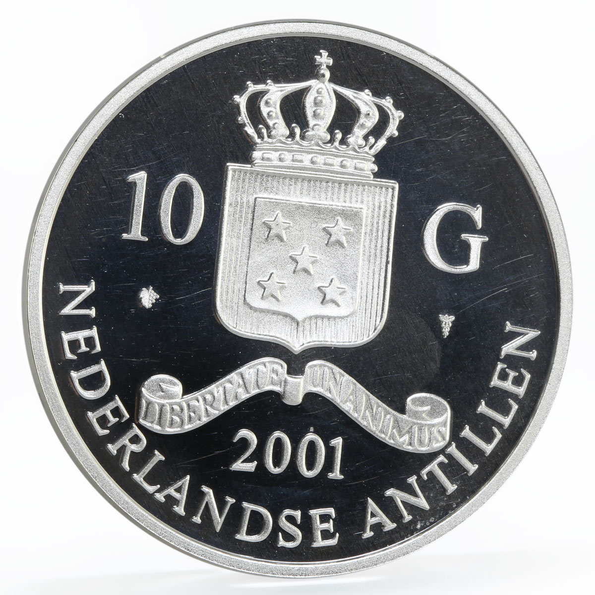 Netherlands Antilles 10 gulden Philipp VI gilded proof silver coin 2001