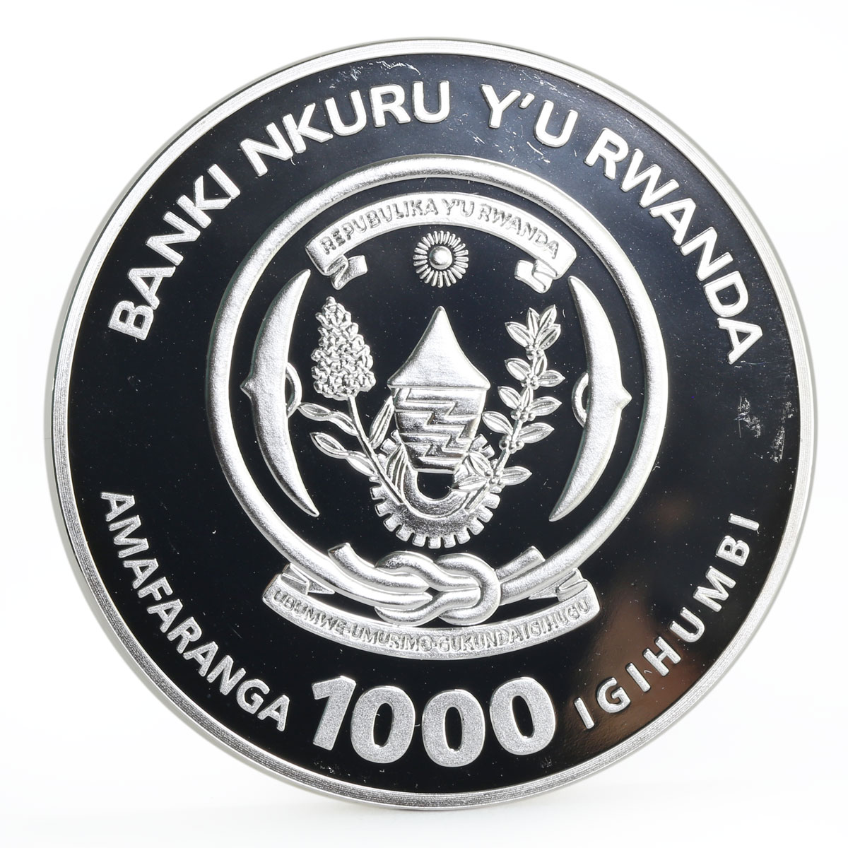 Rwanda 1000 francs Year of the Tiger gilded silver coin 2010