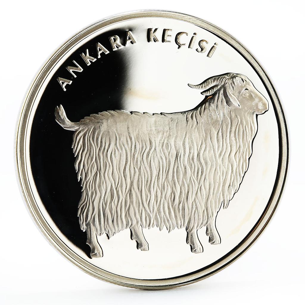 Turkey 20 lira Animal series Angora Goat proof silver coin 2005