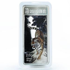 Liberia 5 dollars Lunar Calendar series Year of the Tiger silver coin 2010