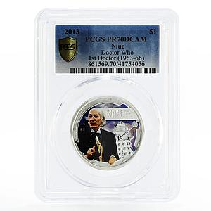 Niue 1 dollar William Hartnell the 1st Doctor Who PR70 PCGS silver coin 2013