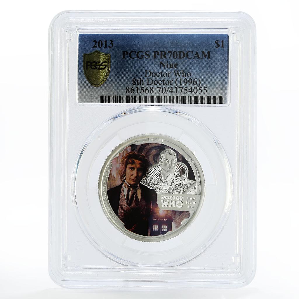 Niue 1 dollar Paul McGann the 8th Doctor Who PR70 PCGS silver coin 2013