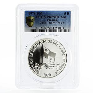 Panama 5 balboas Panama Canal Treaty PR69 PCGS silver coin 1979