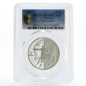 Ukraine 5 hryvnias Zodiac Signs series Sagittarius PR70 PCGS silver coin 2007