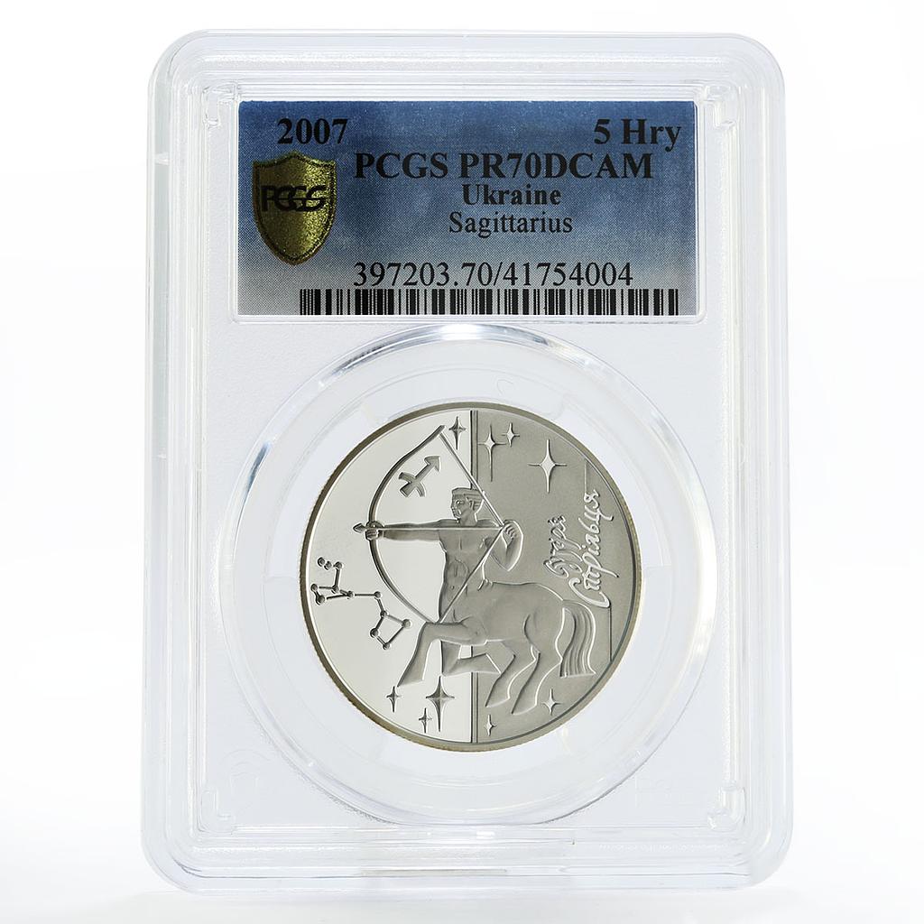 Ukraine 5 hryvnias Zodiac Signs series Sagittarius PR70 PCGS silver coin 2007