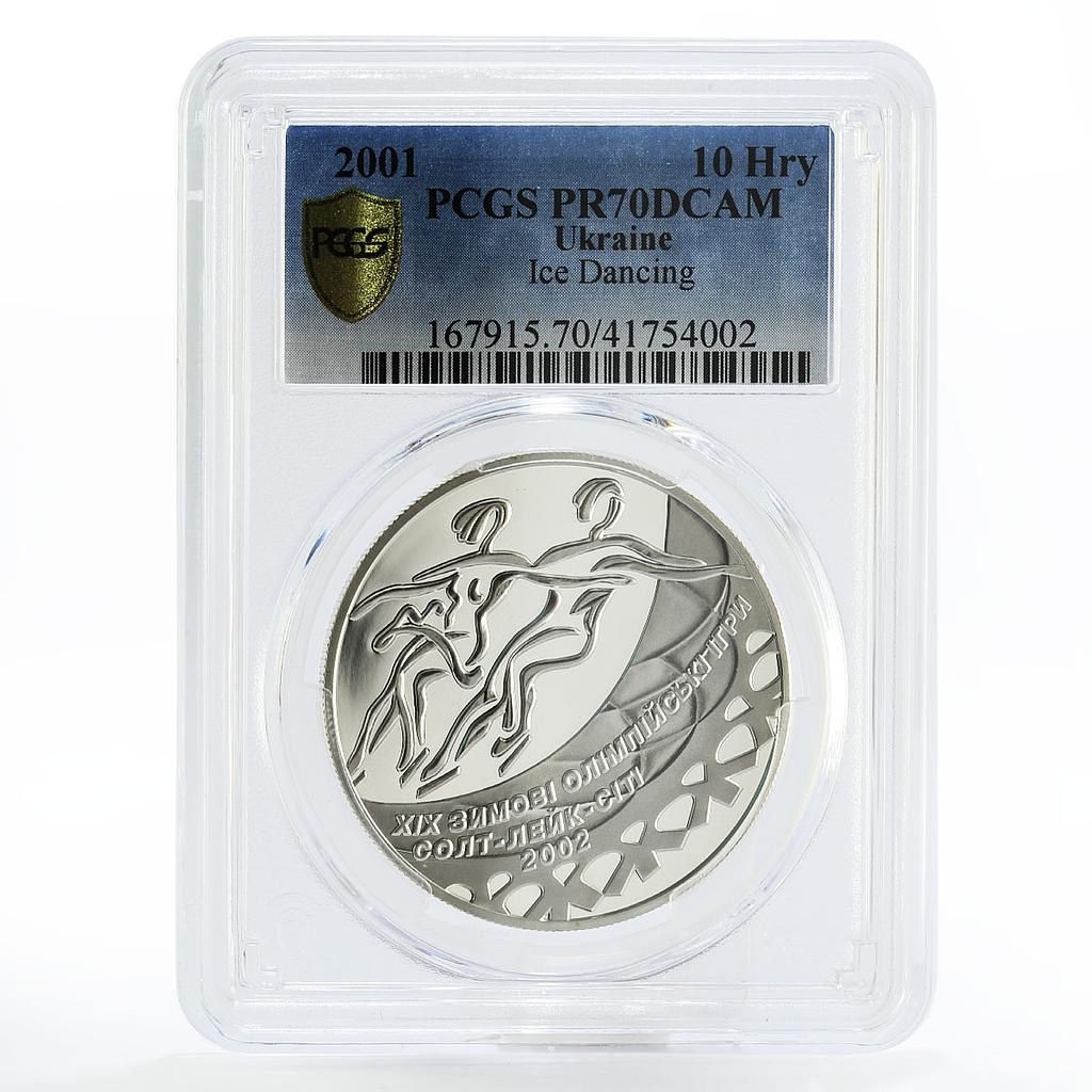 Ukraine 10 hryvnias Olympic Ice Dancing Salt Lake City PR70 PCGS coin 2001