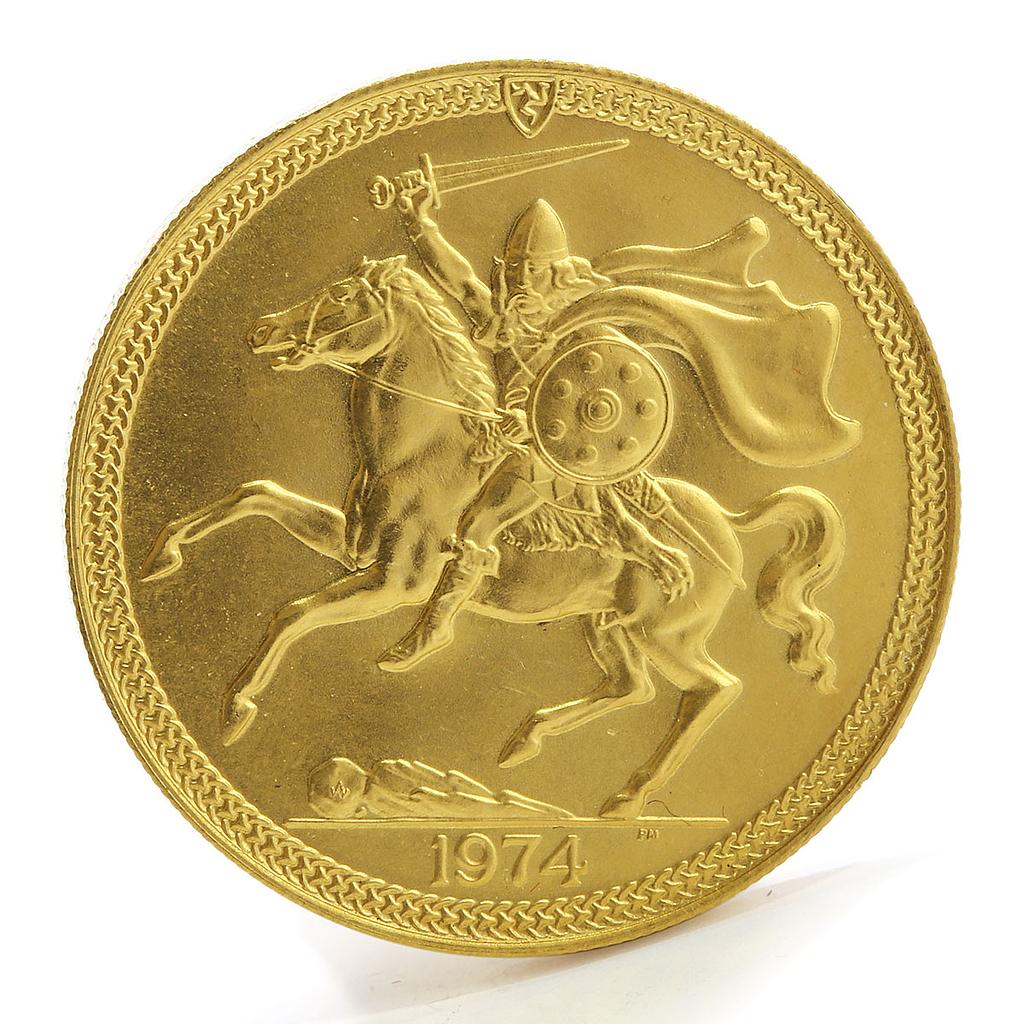 Islas of man 1 pound Mounted Soldier Queen Elizabeth II gold coin 1974