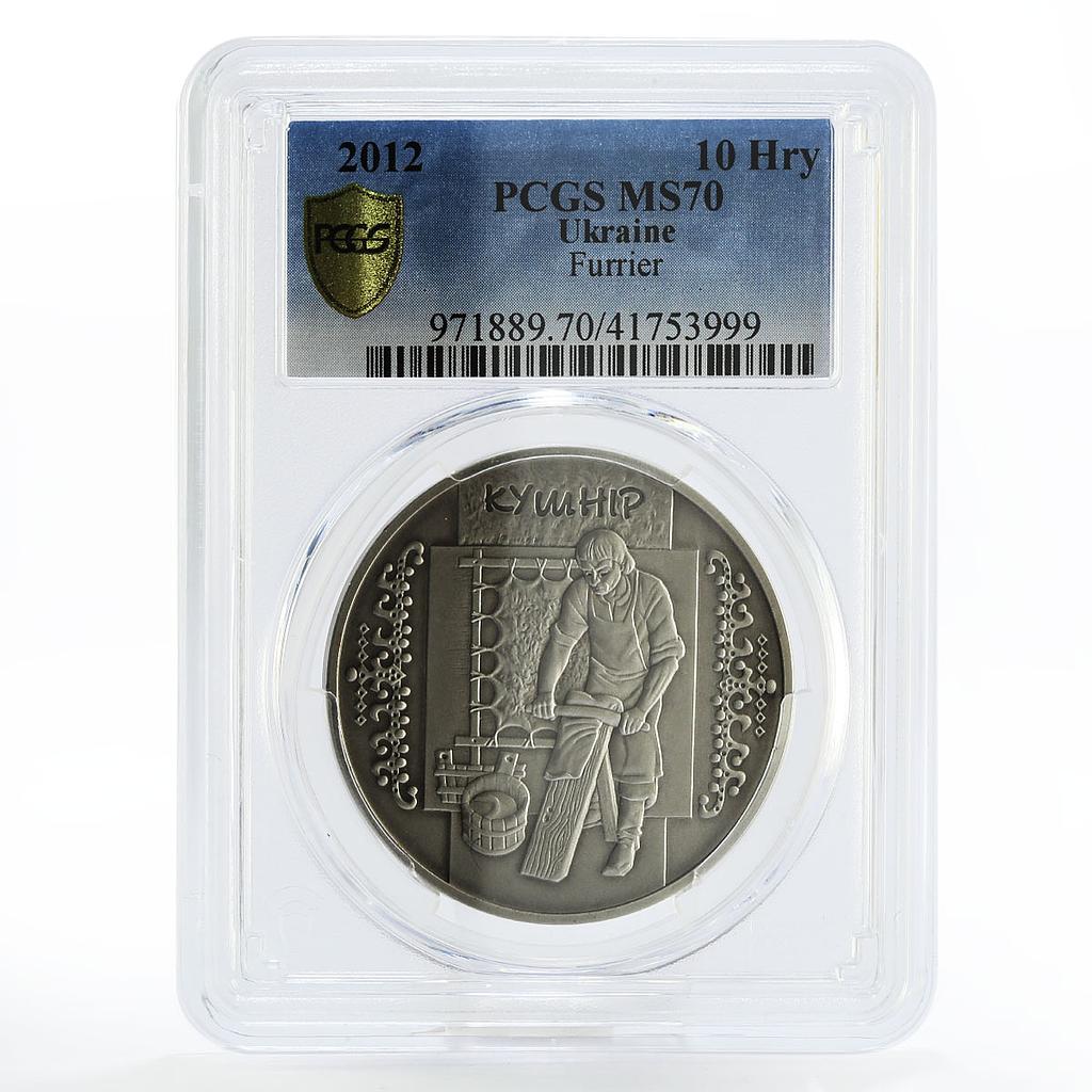 Ukraine 10 hryvnias Folk Crafts series Furrier MS70 PCGS silver coin 2012
