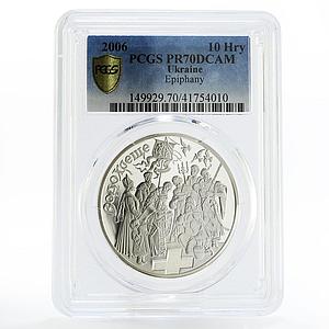 Ukraine 10 hryvnias Religion series The Epiphany PR70 PCGS silver coin 2006