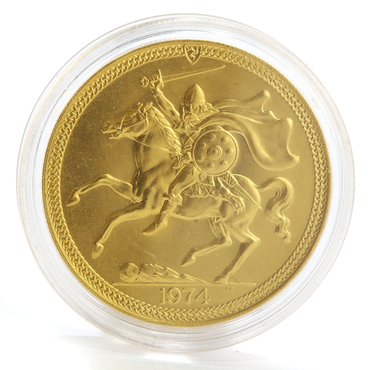 Islas of man 1 pound Mounted Soldier Queen Elizabeth II gold coin 1974