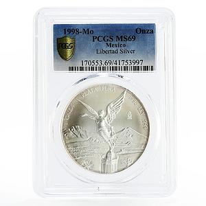 Mexico 1 onza Libertad Angel of Independence MS69 PCGS silver coin 1998