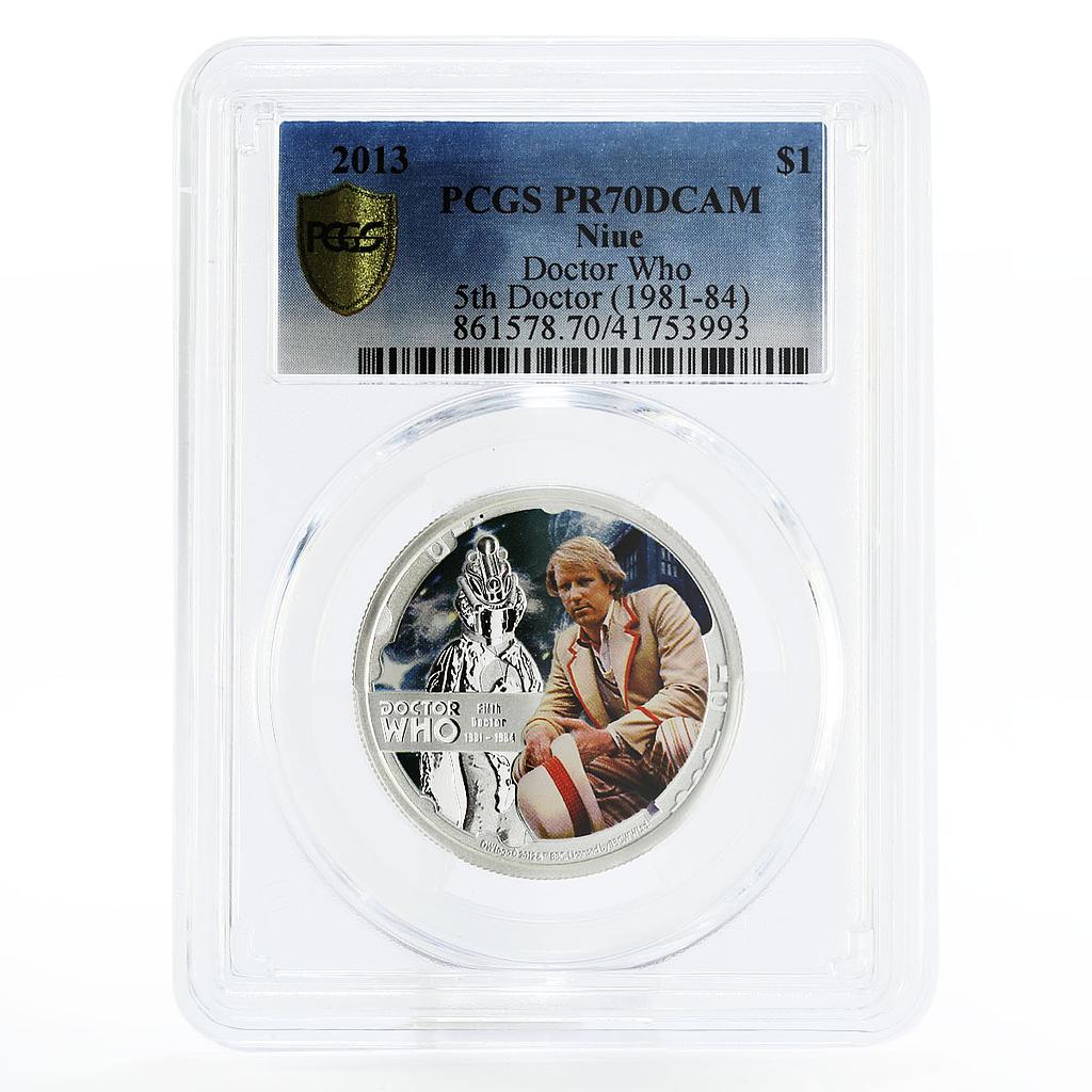 Niue 1 dollar Peter Davison the 5th Doctor Who PR70 PCGS silver coin 2013