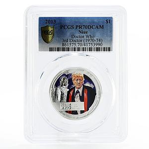 Niue 1 dollar John Pertwee the 3rd Doctor Who PR70 PCGS silver coin 2013