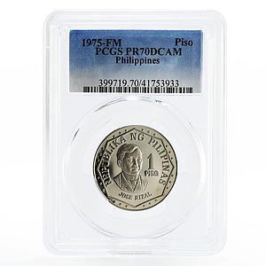 Philippines 1 piso Revolutionary Jose Rizal PR70 PCGS nickel coin 1975