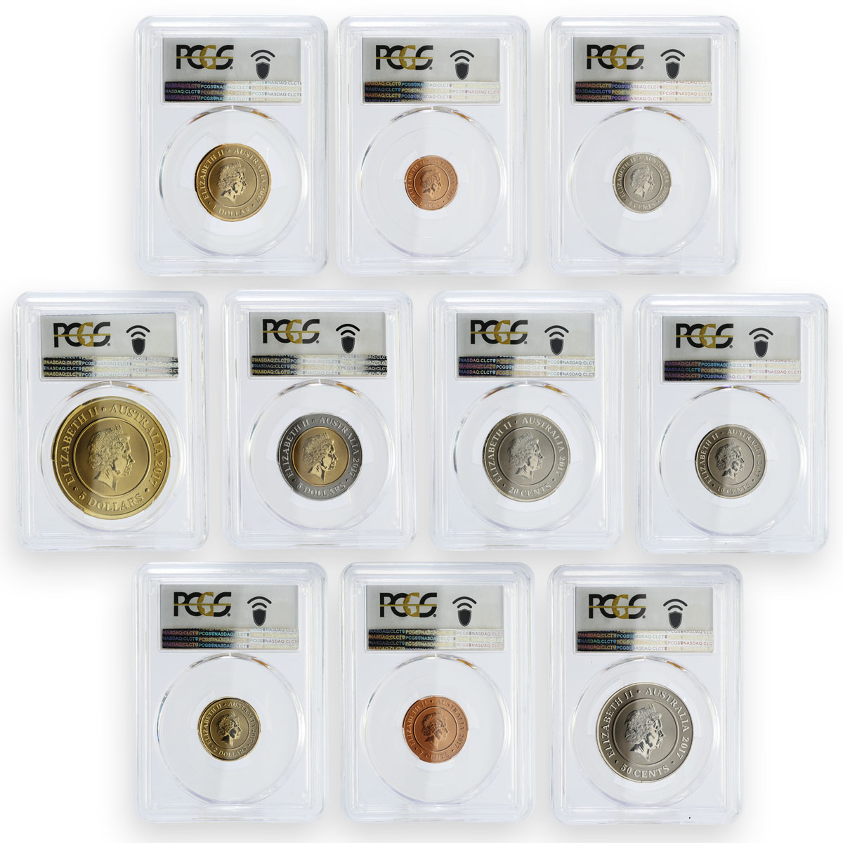 Australia set of 10 coins Planetary Coins MS70 PCGS aluminuim coins 2017