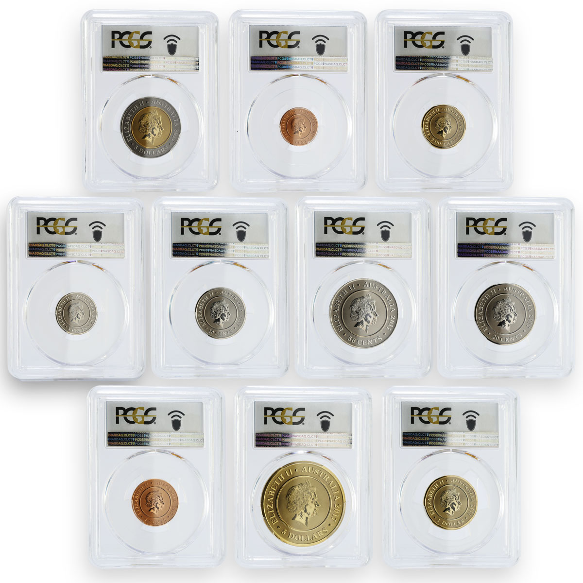 Australia set of 10 coins Planetary Coins MS69 PCGS aluminuim coins 2017