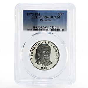 Panama 50 centesimos Fernando de Lesseps PR69 PCGS proof nickel coin 1975