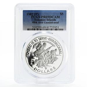 Solomon Islands 5 dollars The Battle for Guadalcanal PR69 PCGS silver coin 1982