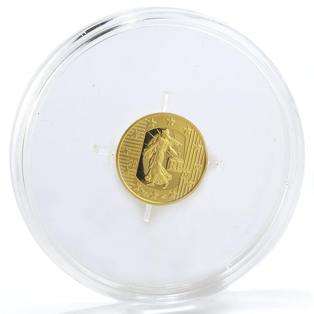 France 5 euro 5th Anniversary of the Euro Freedom Equality Fraternity gold 2007