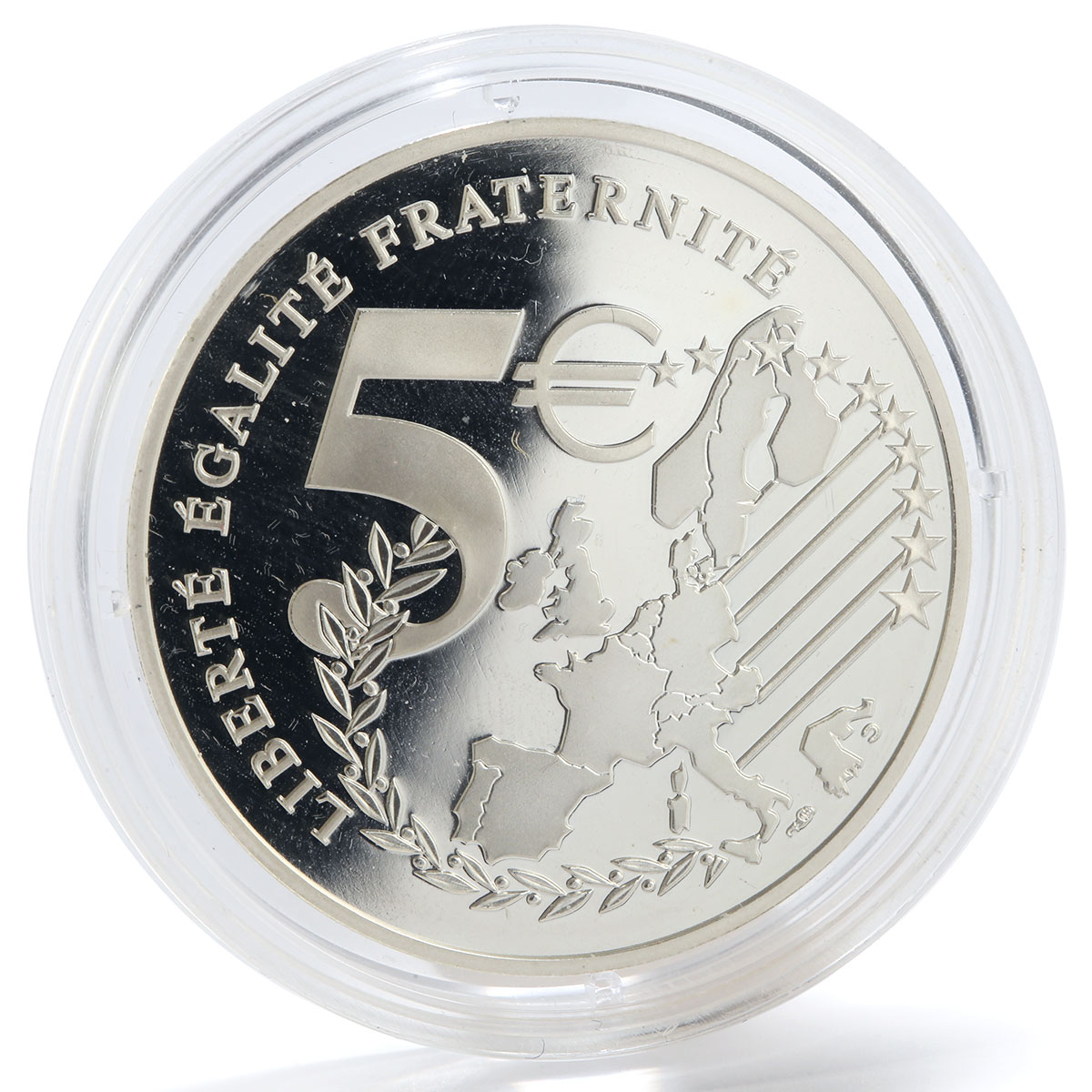 France 5 € Seed Sower Freedom Equality Fraternity silver with gold insert 2002