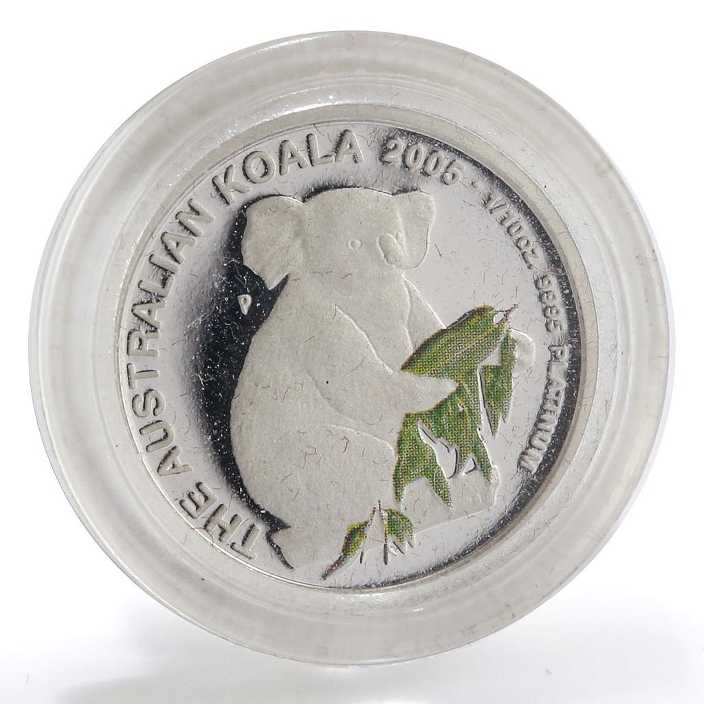 Australia 15 dollar Koala Wildlife Bullion colored platinum coin 1/10 oz 2005