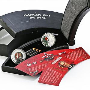 Cook Islands set of 2 coins 60 Years to Kalashnikov Rifle silver coin 2007