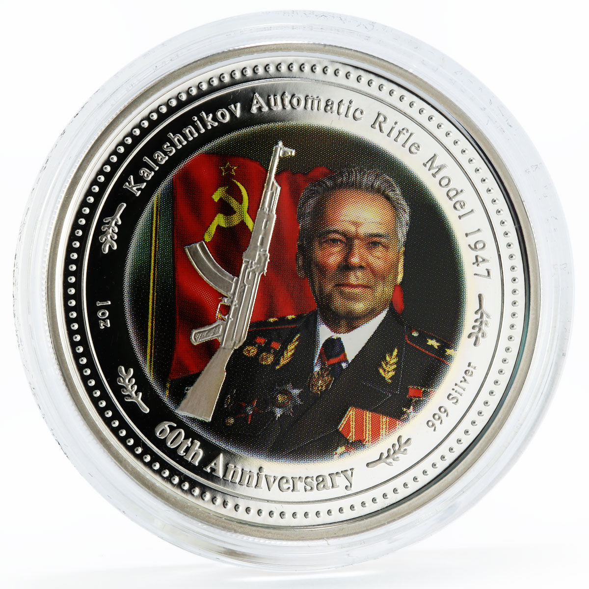 Cook Islands set of 2 coins 60 Years to Kalashnikov Rifle silver coin 2007