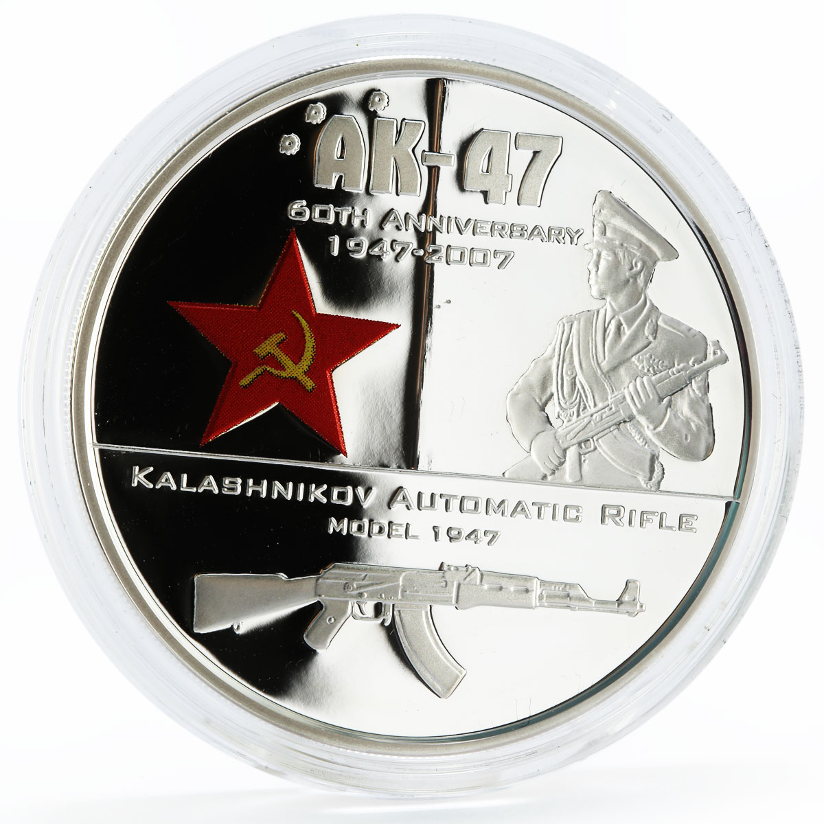 Cook Islands set of 2 coins 60 Years to Kalashnikov Rifle silver coin 2007