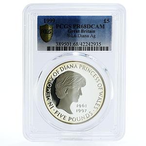 Great Britain 5 pounds In Memory of Princess Diana PR68 PCGS silver coin 1999