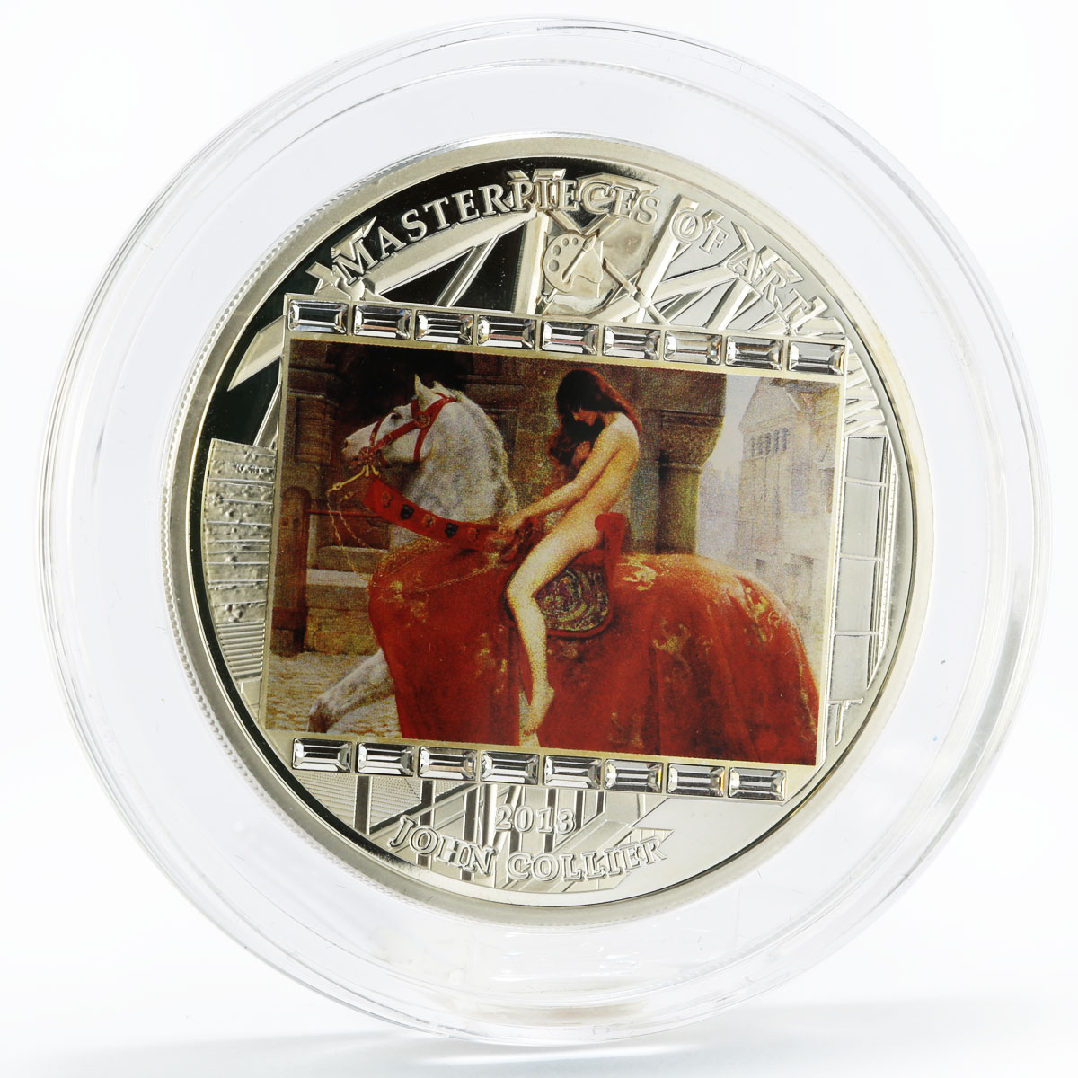 Cook Islands 20 dollars John Collier Woman on Horse Art colored silver coin 2013