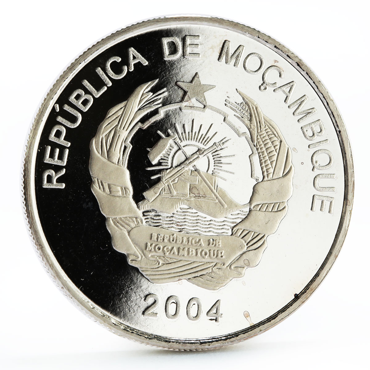 Mozambique 1000 meticais David Livingstone and African Map silver coin 2004