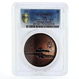 Niue 1 dollar Space series Mars NWA 7379 Meteorite MS70 PCGS silver coin 2017